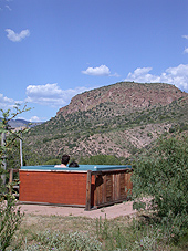 hot tub with view of turtle rock